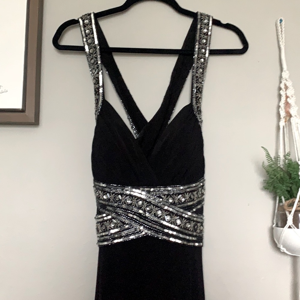 Black Prom Dress with silver embellishment